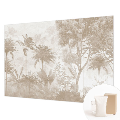 Papier peint salon moderne avec un motif de paysage tropical