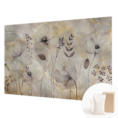 Papier peint panoramique intissé avec un motif de fines fleurs