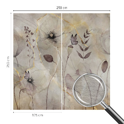 Papier peint panoramique intissé avec un motif de fines fleurs