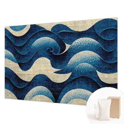 Papier peint panoramique enfant avec motif de vagues bleues