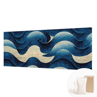 Papier peint panoramique enfant avec motif de vagues bleues