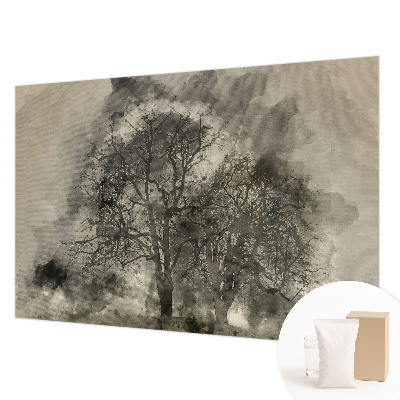 Papier peint panoramique tendance avec un motif d'arbres mystérieux