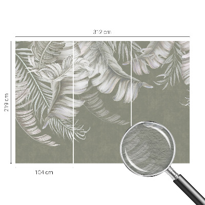 Poster mural panoramique avec un motif de feuilles délicates