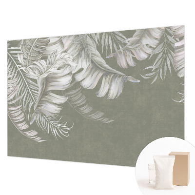 Poster mural panoramique avec un motif de feuilles délicates