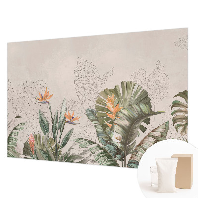 Papier peint panoramique à motif de fleurs tropicales