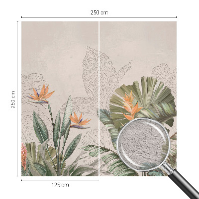 Papier peint panoramique à motif de fleurs tropicales