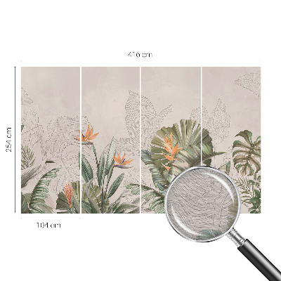 Papier peint panoramique à motif de fleurs tropicales