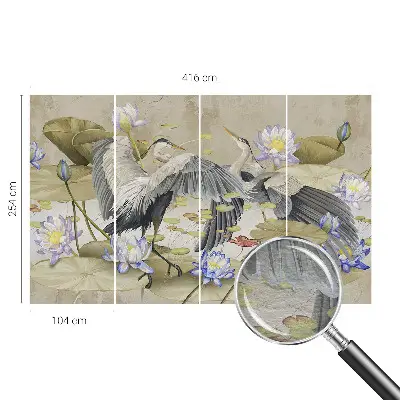 Papier peint intissé imprimé Oiseaux et lys