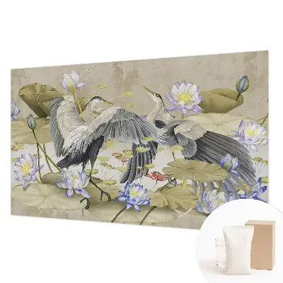 Papier peint intissé imprimé Oiseaux et lys