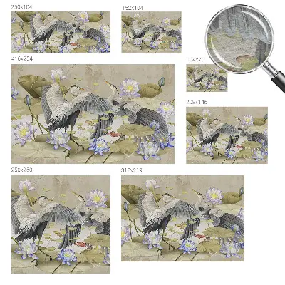 Papier peint intissé imprimé Oiseaux et lys