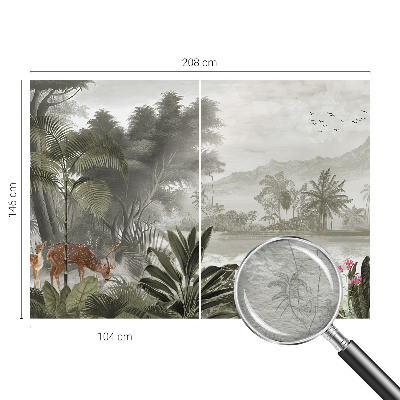 Tapisserie panoramique avec un motif d'oasis tropicale
