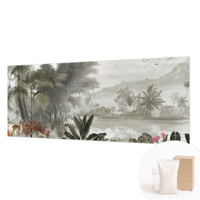 Tapisserie panoramique avec un motif d'oasis tropicale