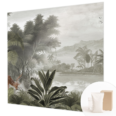 Tapisserie panoramique avec un motif d'oasis tropicale