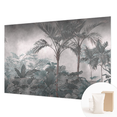 Papier peint panoramique salon avec un motif de nature exotique