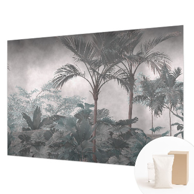 Papier peint panoramique salon avec un motif de nature exotique