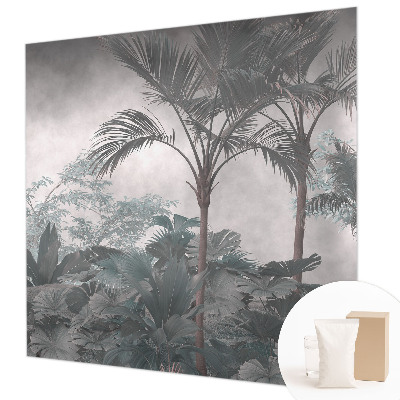 Papier peint panoramique salon avec un motif de nature exotique