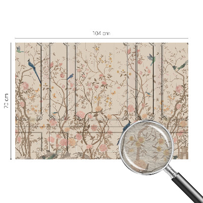 Papier peint panoramique intissé moderne Vtáky a kvety