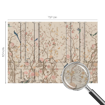 Papier peint panoramique intissé moderne avec motif d'oiseaux et de fleurs