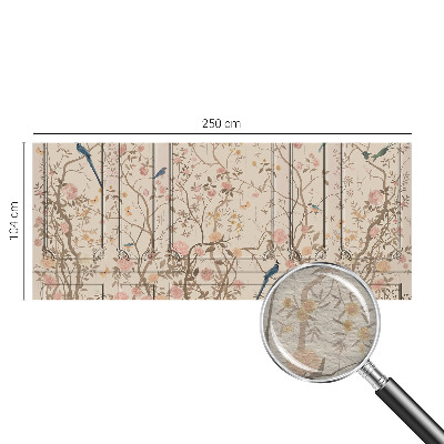 Papier peint panoramique intissé moderne avec motif d'oiseaux et de fleurs