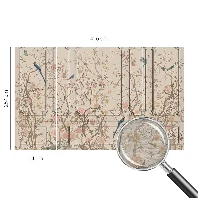 Papier peint photo grand format pour le mur Oiseaux et fleurs