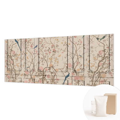 Papier peint panoramique intissé moderne avec motif d'oiseaux et de fleurs