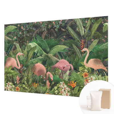 Papier peint panoramique tendance avec des flamants roses