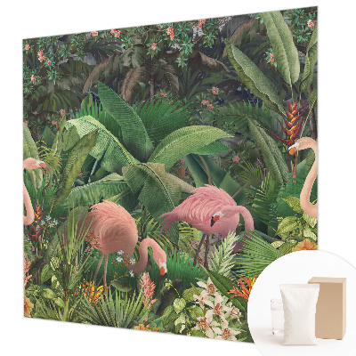 Papier peint panoramique tendance avec des flamants roses
