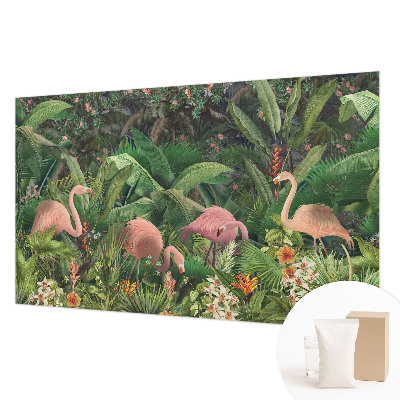 Papier peint panoramique tendance avec des flamants roses