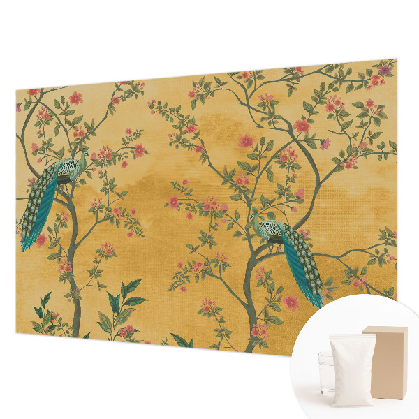 Papier peint photographique salon avec un motif de paon