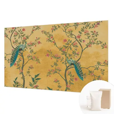 Papier peint photo imprimé sur tissu non tissé arbres à paons