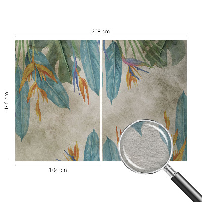 Décoration murale panoramique intissé avec motif de fleurs tropicales
