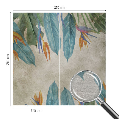 Décoration murale panoramique intissé avec motif de fleurs tropicales