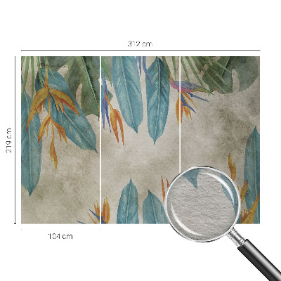 Décoration murale panoramique intissé avec motif de fleurs tropicales