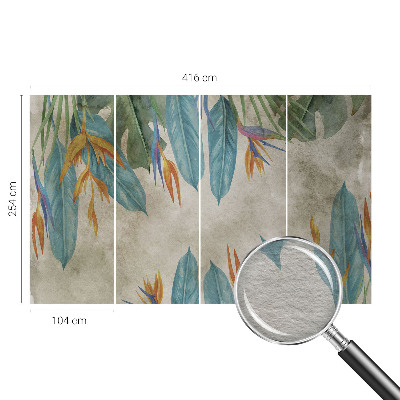 Décoration murale panoramique intissé avec motif de fleurs tropicales