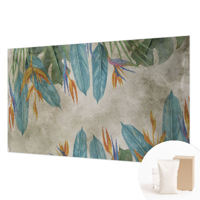 Décoration murale panoramique intissé avec motif de fleurs tropicales