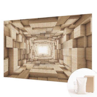 Papier peint panoramique de haute qualité avec un motif de tunnel en bois