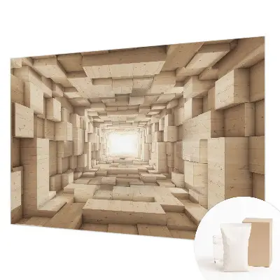Papier peint panoramique de haute qualité avec un motif de tunnel en bois
