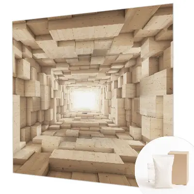 Papier peint panoramique de haute qualité avec un motif de tunnel en bois