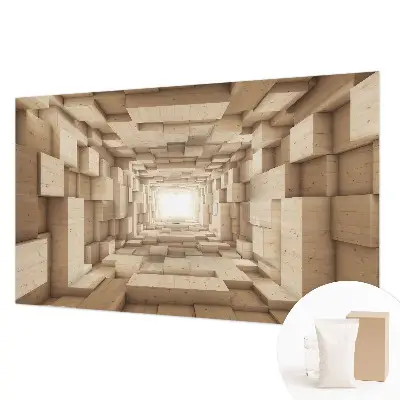 Papier peint panoramique de haute qualité avec un motif de tunnel en bois