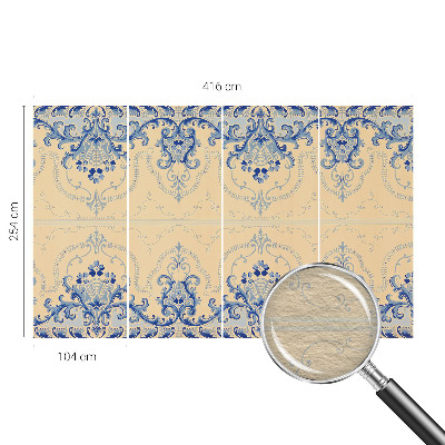 Papier peint panoramique facile à poser avec des décorations bleues