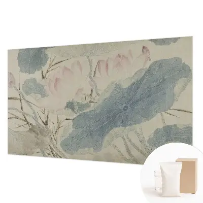 Papier peint photographique sur tissu non tissé feuilles de lotus