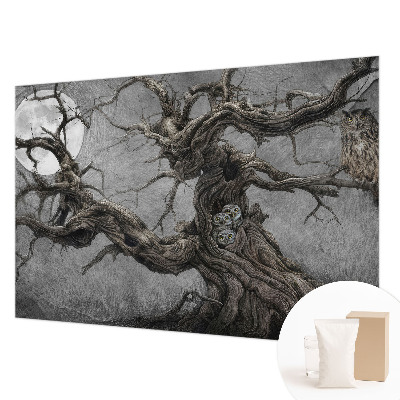 Poster mural panoramique avec une illustration d'une chouette mystérieuse