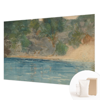 Décoration murale panoramique intissé avec un motif de littoral tropical