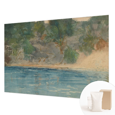 Décoration murale panoramique intissé avec un motif de littoral tropical