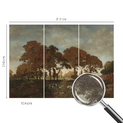 Papier peint salon moderne avec un motif de paysage idyllique
