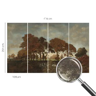 Papier peint salon moderne avec un motif de paysage idyllique