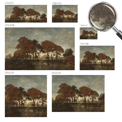 Papier peint salon moderne avec un motif de paysage idyllique