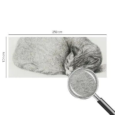 Papier peint panoramique avec un motif de chat enroulé