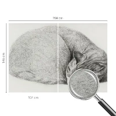 Papier peint panoramique avec un motif de chat enroulé