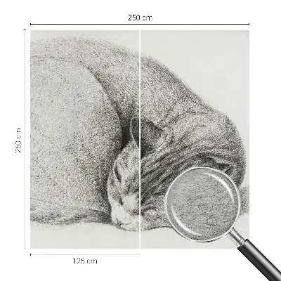 Papier peint panoramique avec un motif de chat enroulé